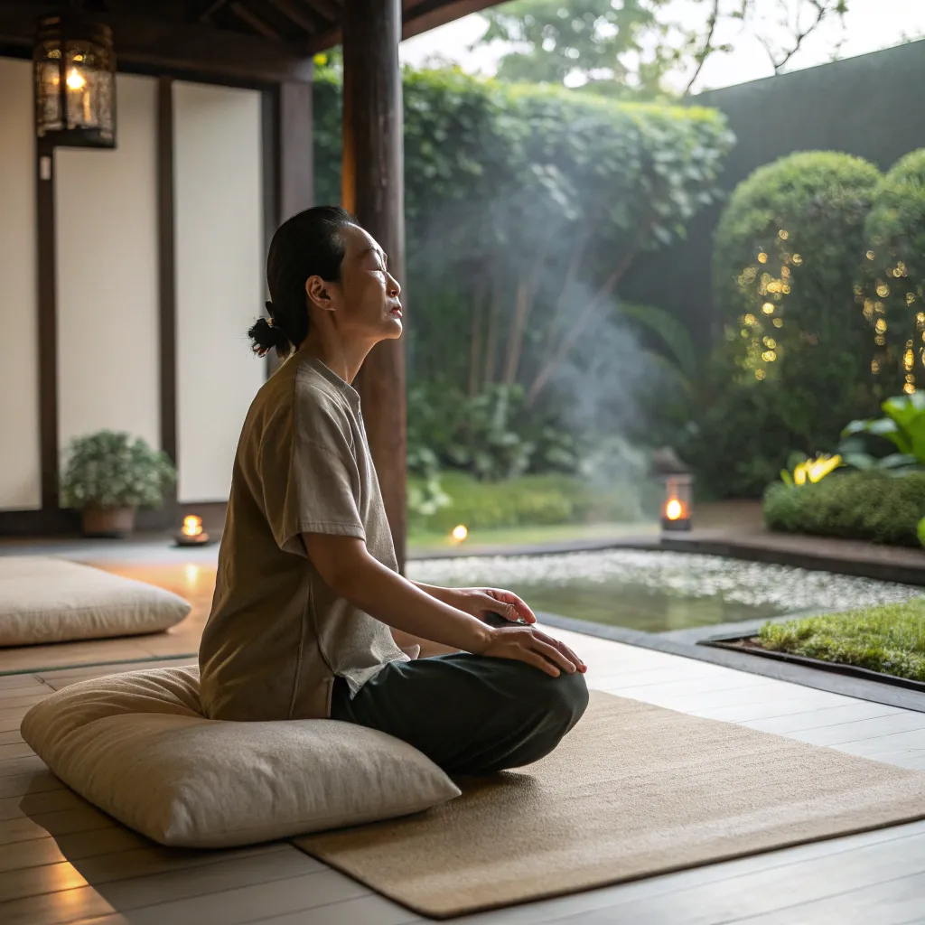 Meditation session with calm environment