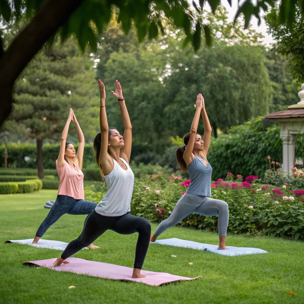 Yoga students practicing