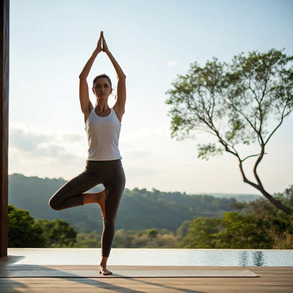 Woman practicing yoga pose